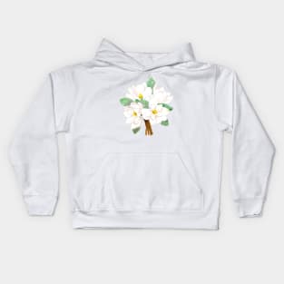 white magnolia bouquet flowers  ink and watercolor Kids Hoodie